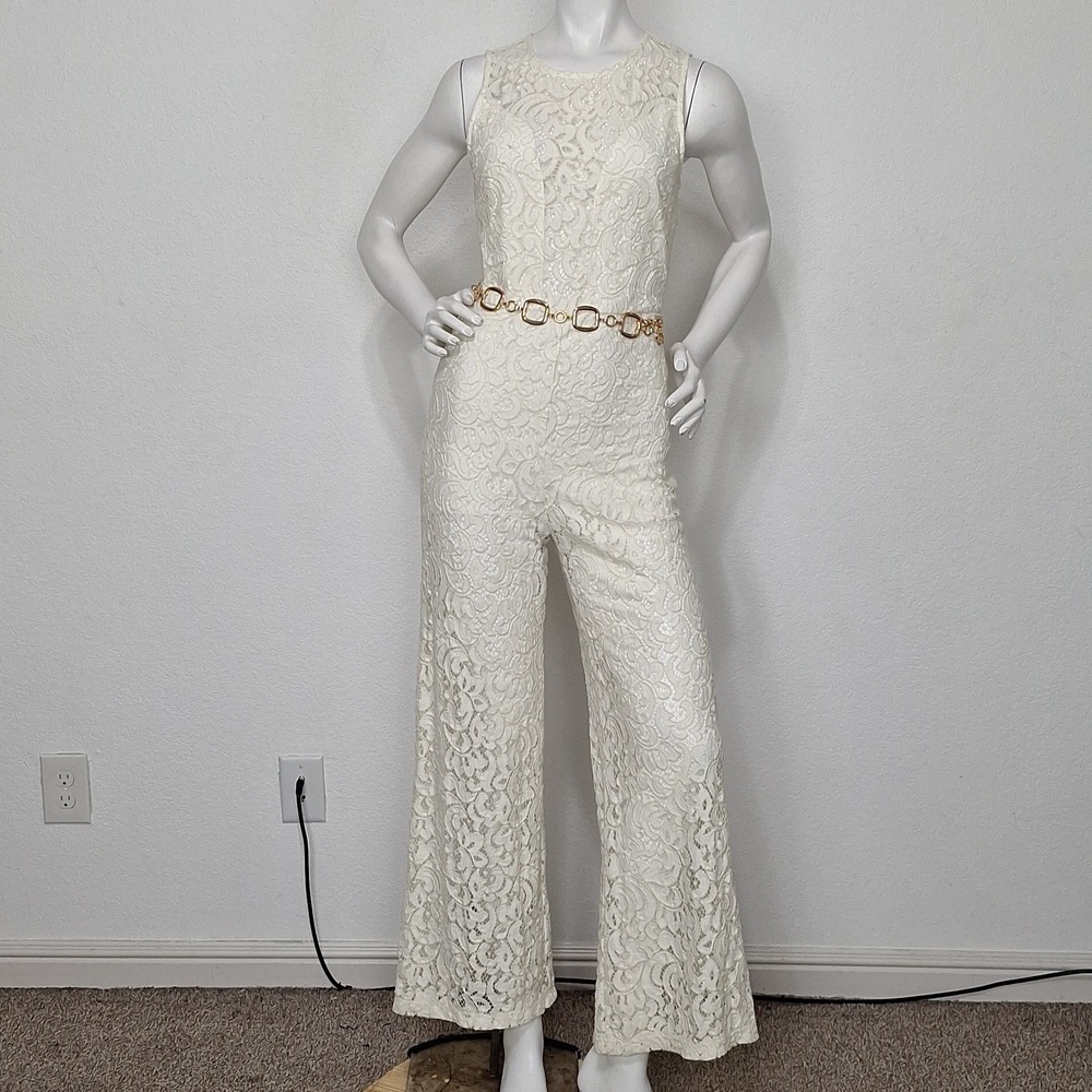 Do + Be Ivory Lace Coquette Wide Leg Cottagecore Y2K Inspired Jumpsuit Size S